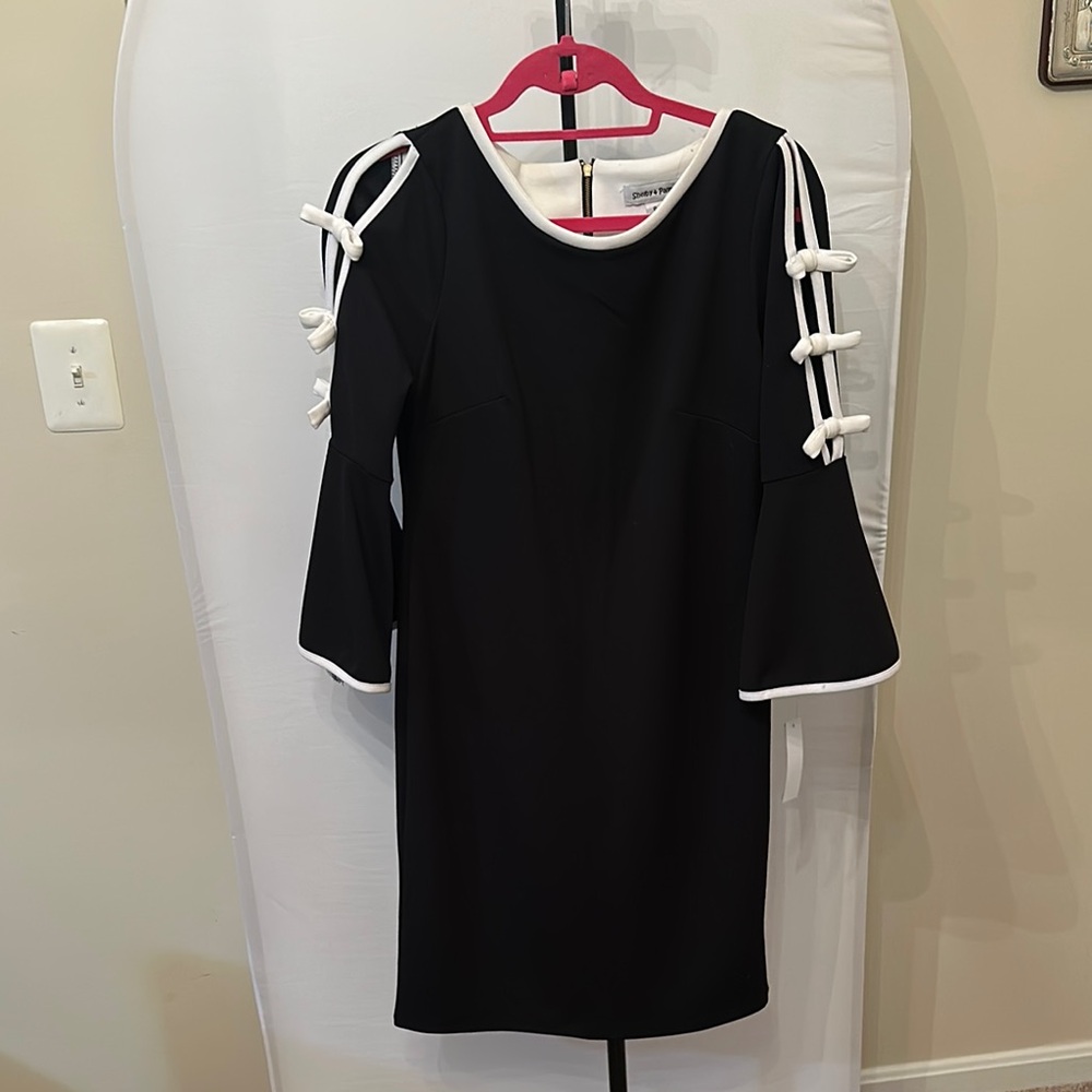 Shelby & Palmer Black Sheath Dress with Bell Sleeves